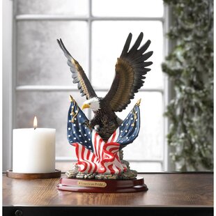 Statue Patinated Copper Eagle Flying Off Its Perch Figurine Sculpture 
