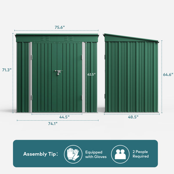Aiho 6 ft. W X 4 ft. D Galvanized Steel Horizontal Storage Shed