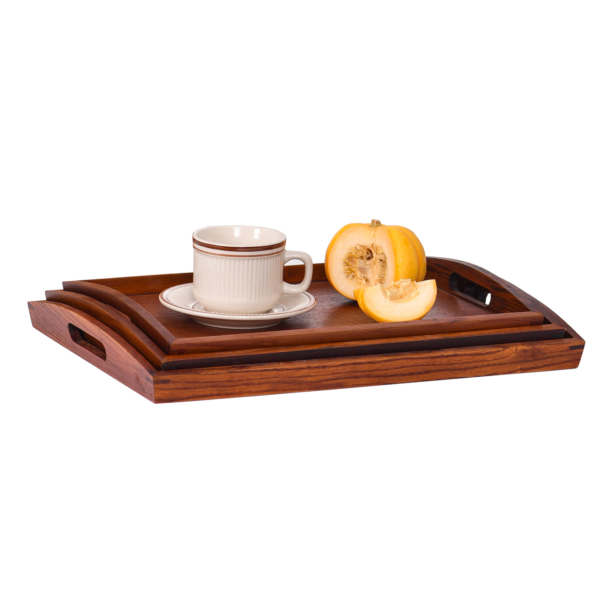 Bamboo Round Plates 27cm-Black Wood Serving Tray Decorative Serving Tray Coffee Table Tray Breakfast Trays