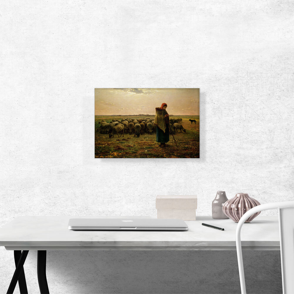 fake Impressive triangle ARTCANVAS Shepherdess With Her Flock 1864 by Jean-Francois Millet - Wrapped  Canvas Painting | Wayfair