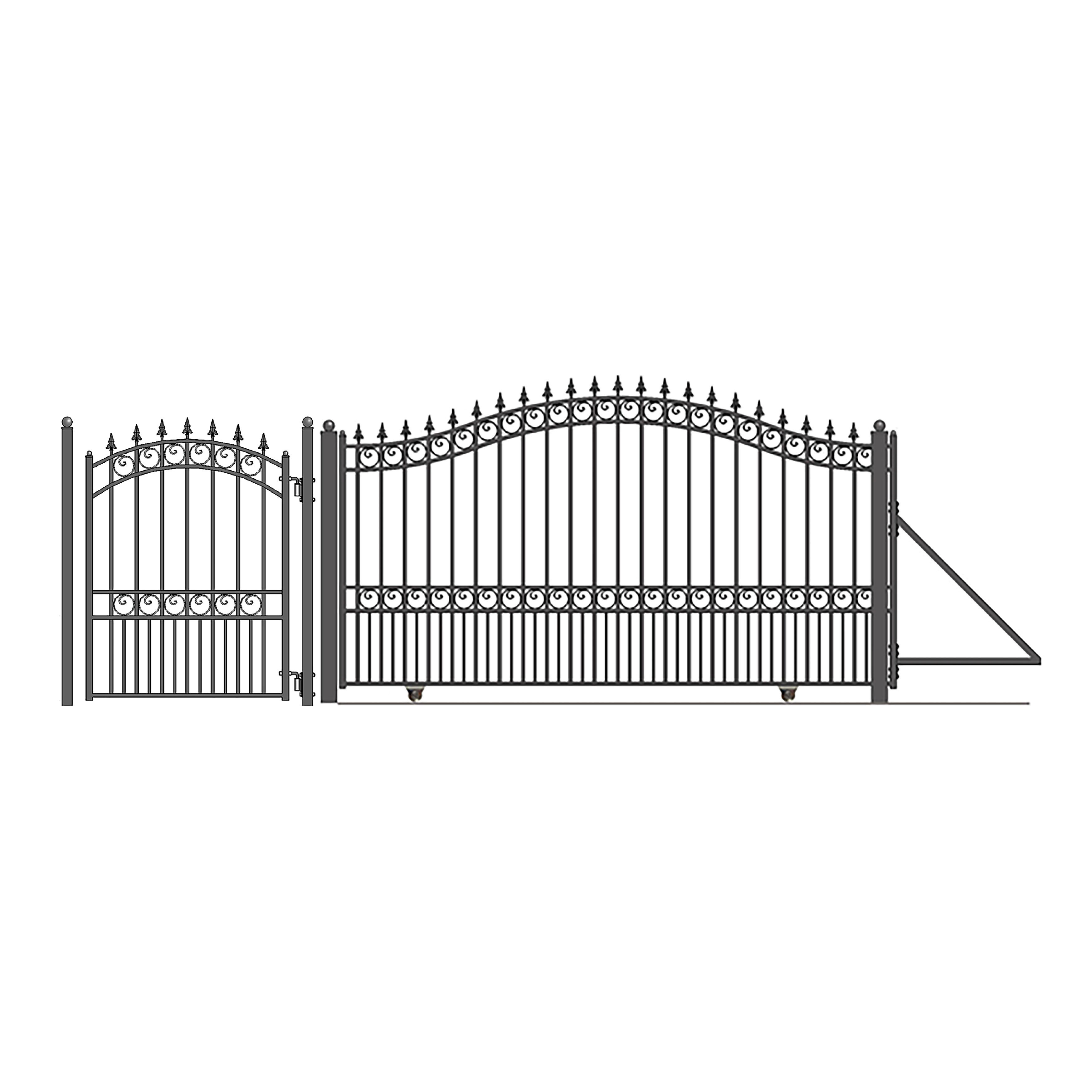 ALEKO 6 ft. H London Steel Sliding Driveway Gate with Pedestrian Gate