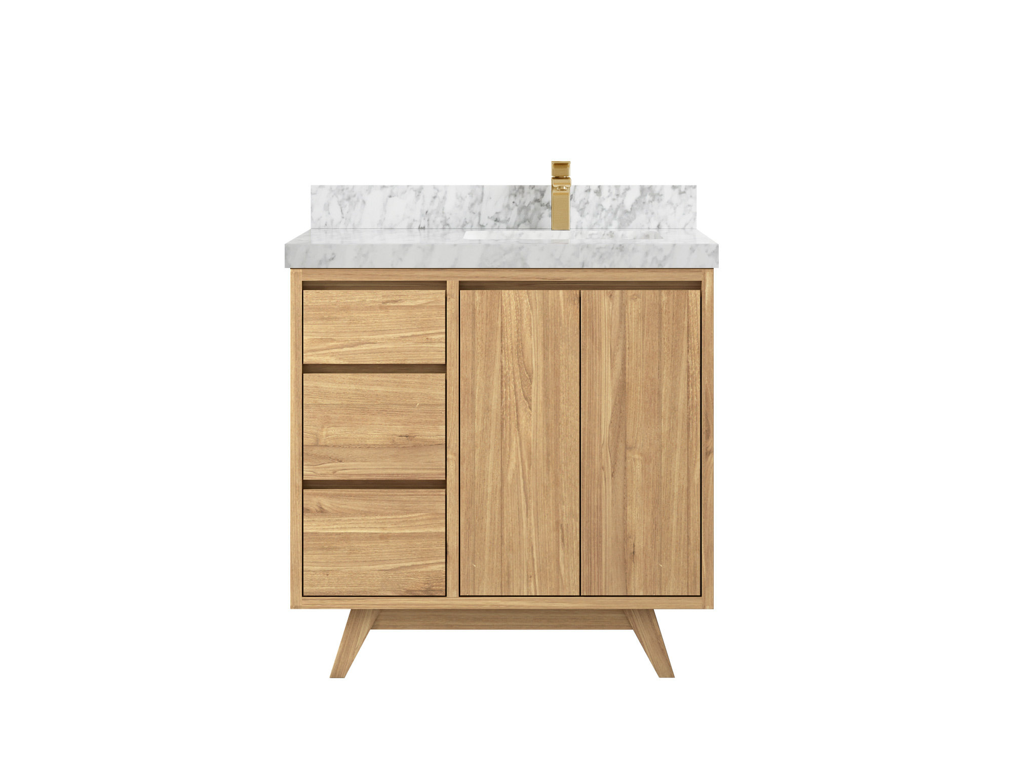 Corrigan Studio® 36 In. W X 22 In. D Madison Teak Bathroom Vanity Right