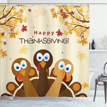 Happy Thanksgiving day Harvest Festival Waterproof Shower Curtain 66x72 Inches 