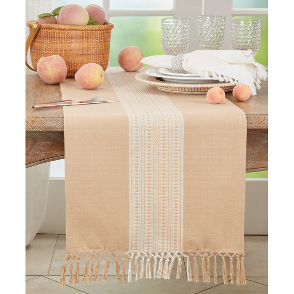 Saro Rectangular Floral Cotton Table Runner & Reviews | Wayfair