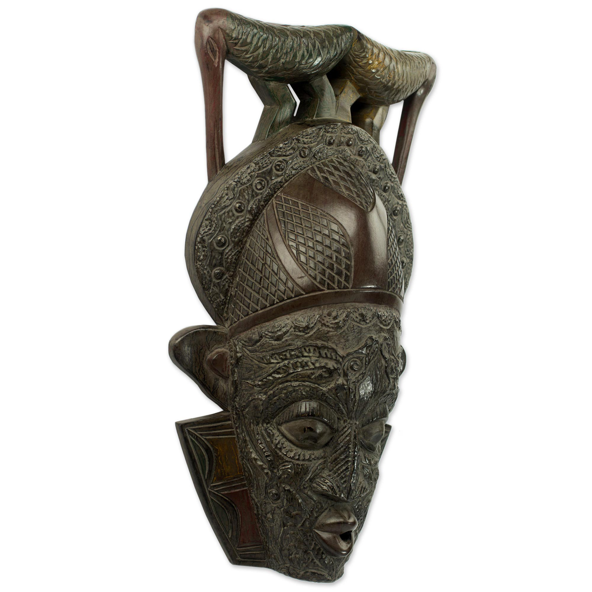 Bungalow Rose Wood Mask Bird Perch Wall Décor Wayfair