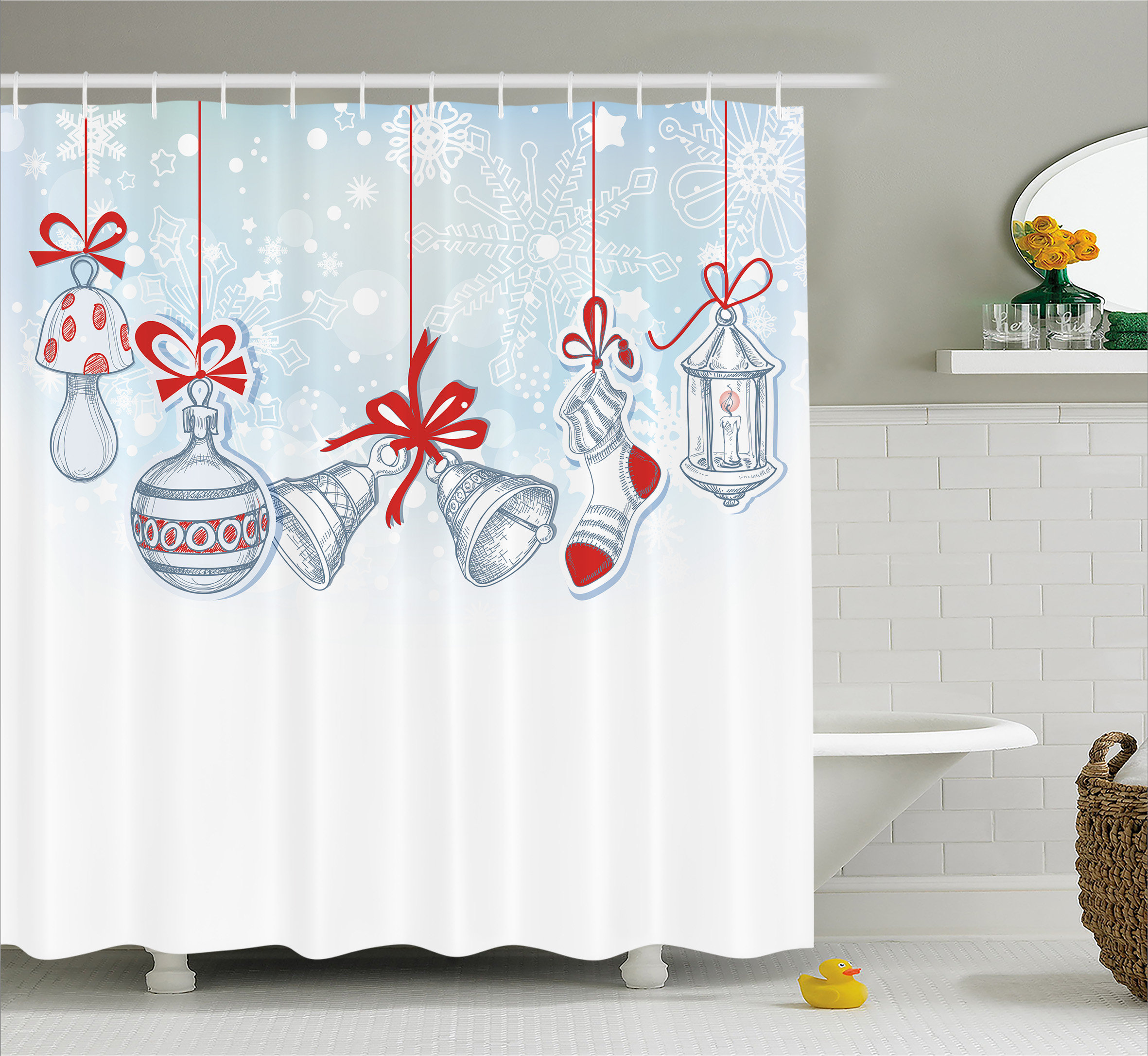The Holiday Aisle® Christmas Retro Decorations Single Shower Curtain