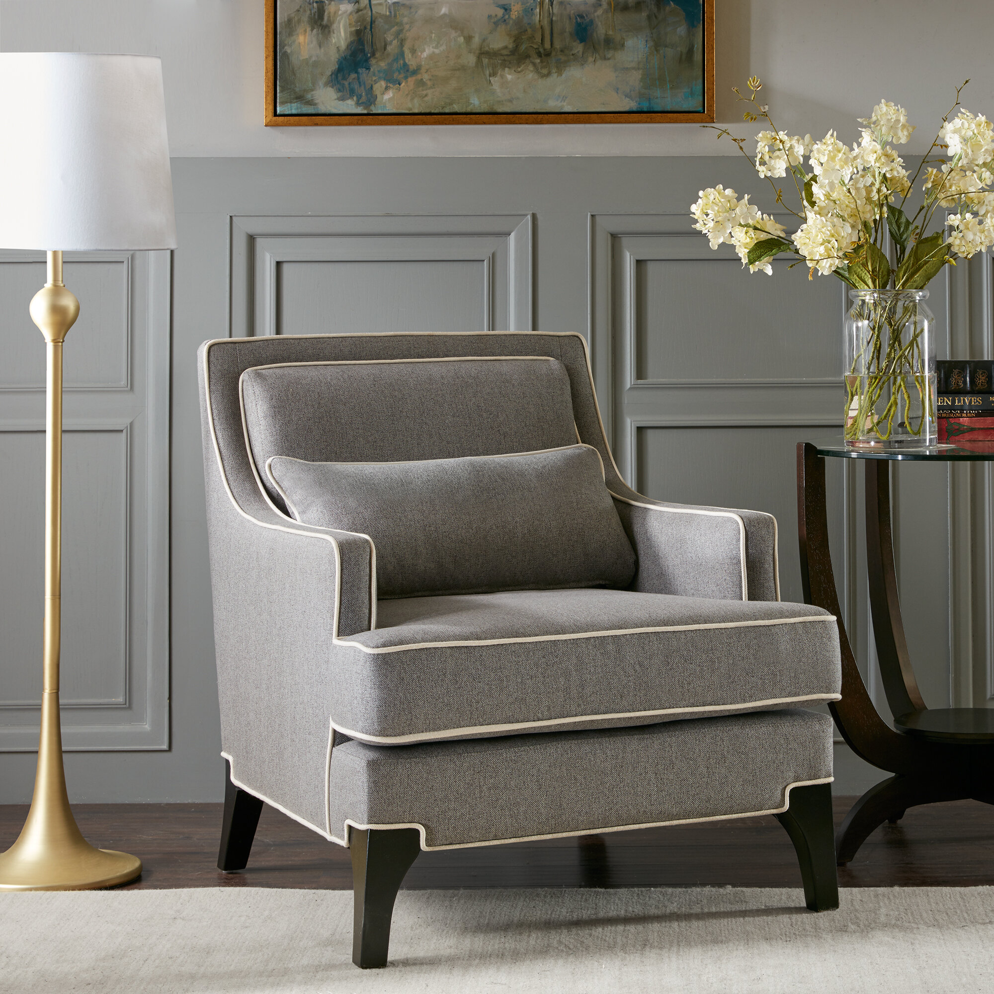 grey wide armchair