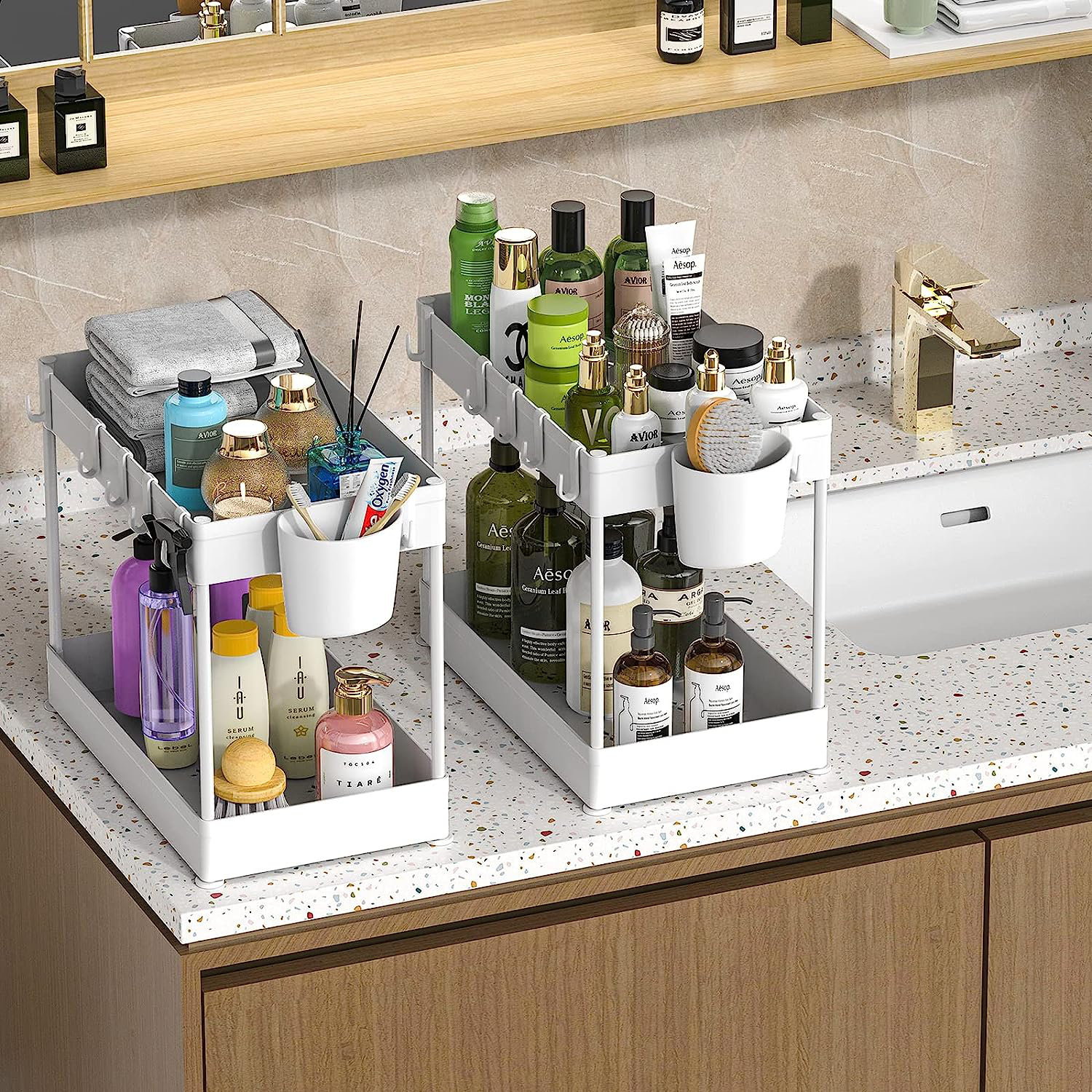 AURSK 2Tier Plastic Under Sink Organizer Wayfair