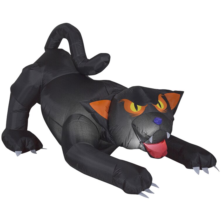 6' Gemmy Airblown Animated Head Turning Black Cat Halloween Inflatable Yard Prop 