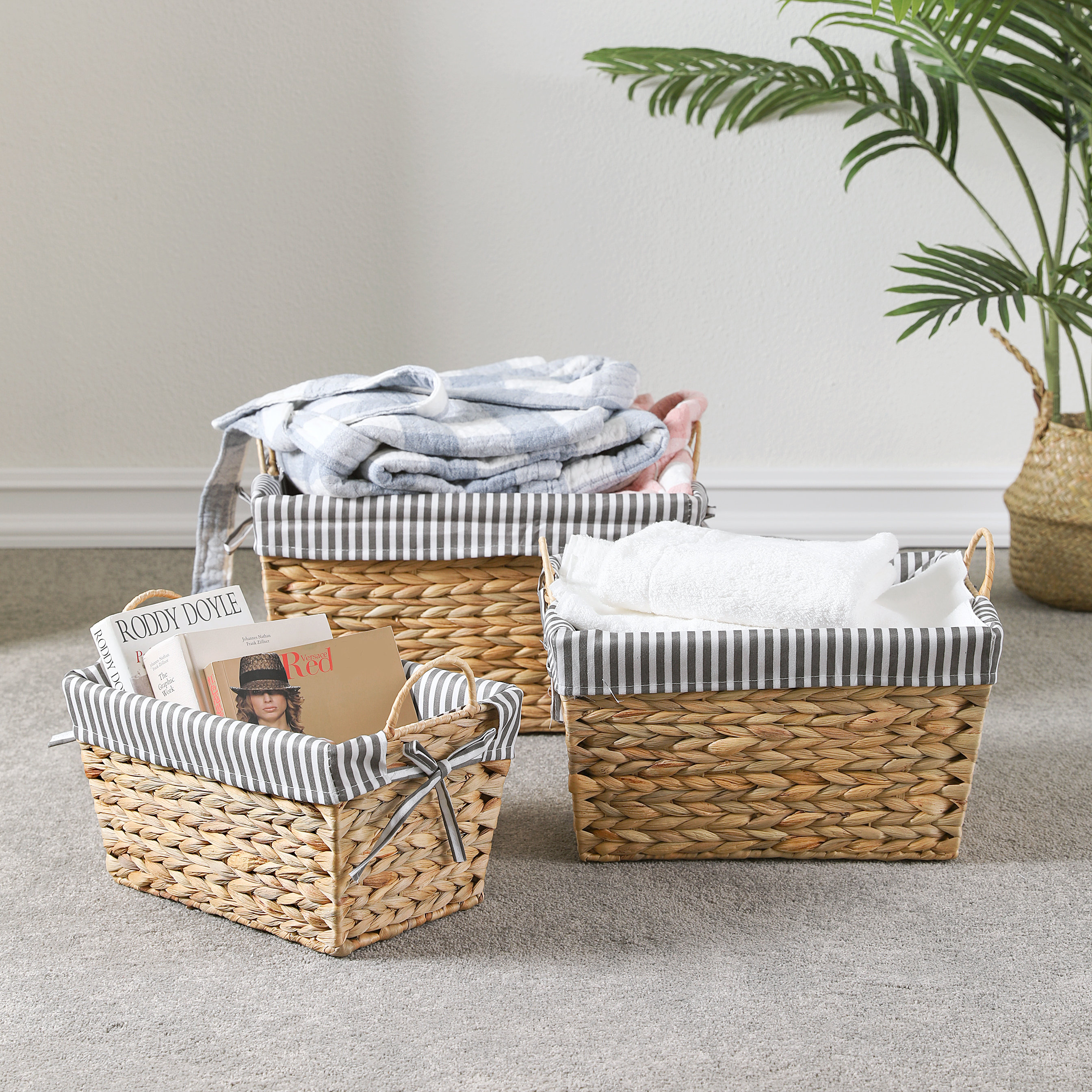 Dovecove Handmade Water Hyacinth Wicker Baskets, Utility Storage