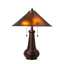 Rustic Montana Old World Table Lamp Unique Double Metal & Mica Shades 31"H 
