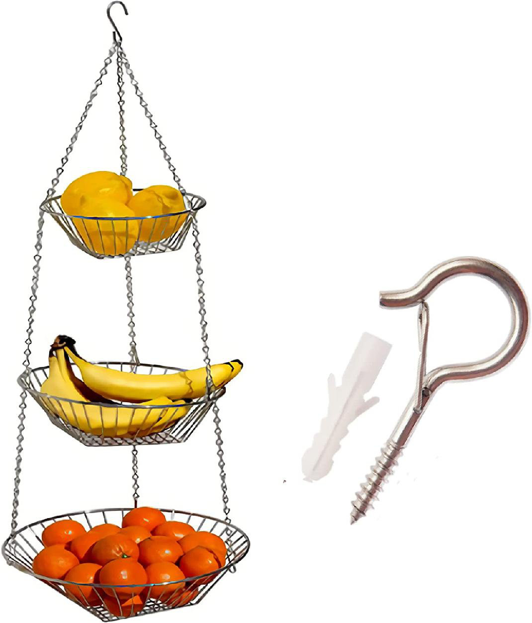 DASTINGO 3Tier Wire Wall Storage Organizer with Key Hooks Wayfair