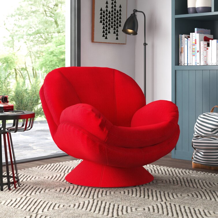 red swivel armchair