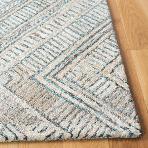 Union Rustic Handmade Turquoise/Beige Rug | Wayfair