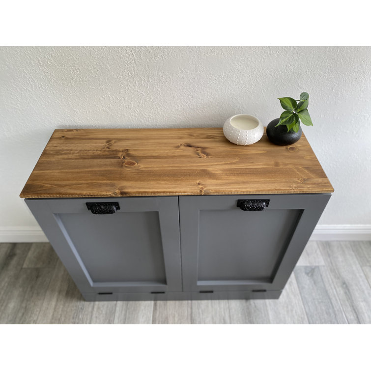 Trash Bin Cabinet Solid Wood 26 Gallon Trash Can