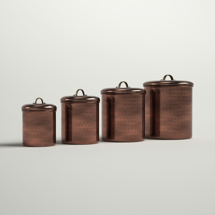 Set of 4 Canisters Stainless Steel 4 Piece Kitchen Canister Set