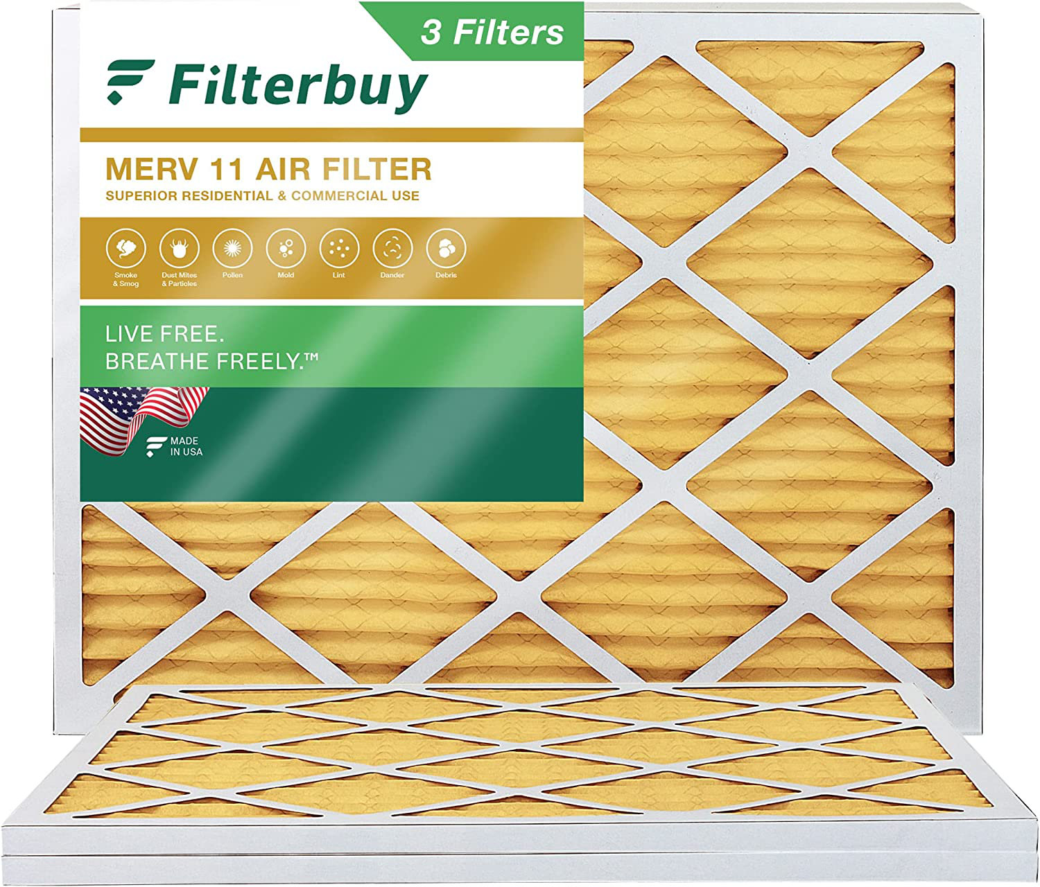 Filterbuy 18x25x1 Air Filter MERV 11, Pleated HVAC AC Furnace Filters