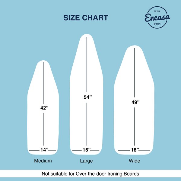 Scorch & Stain Resistant Drawstring Tightening, White Tiles Printed Encasa Homes Replacement Ironing Board Cover with Thick Felt Pad Fits Standard Large Boards of 15 x 54 inch 