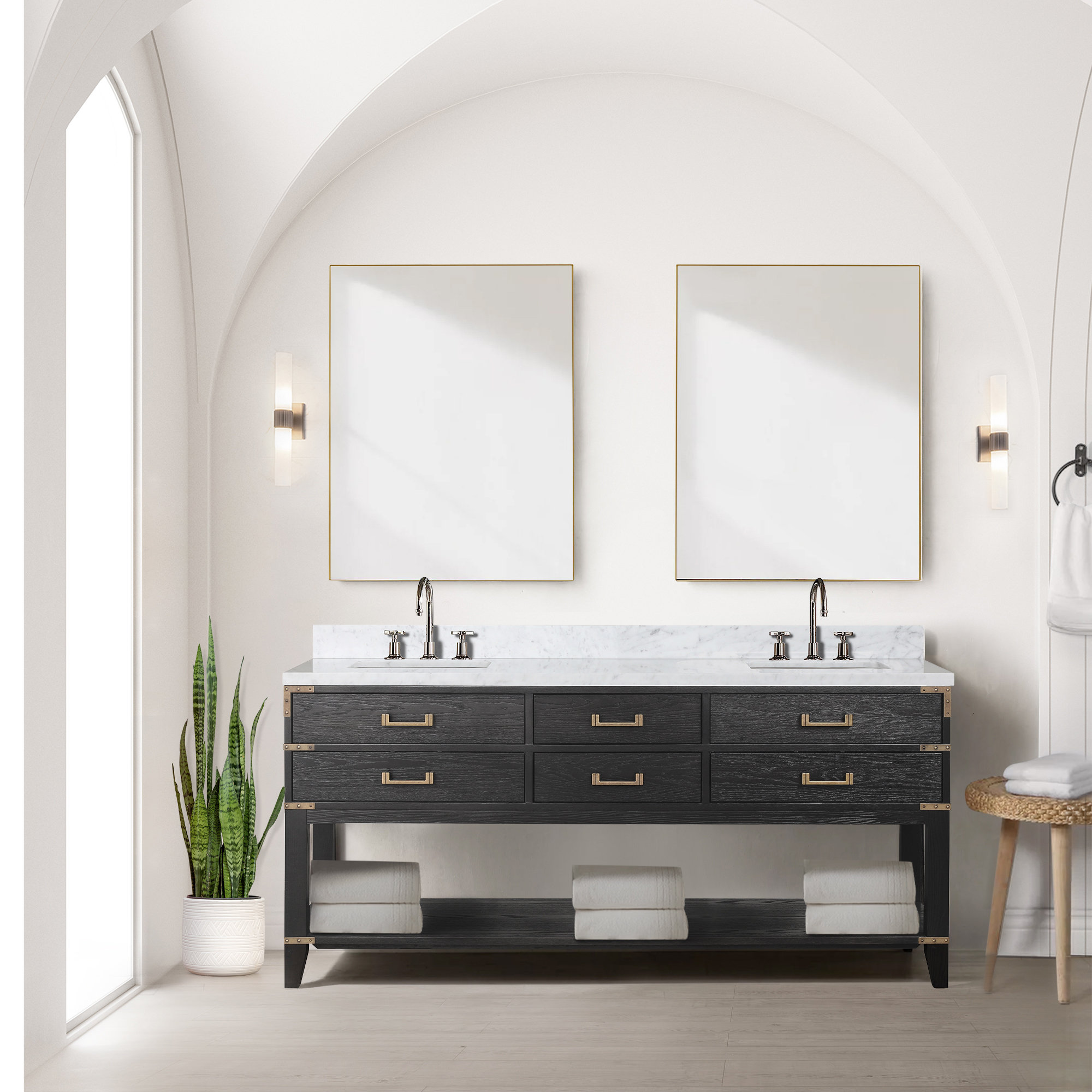 Lexora 72'' Free-standing Double Bathroom Vanity with Marble Vanity Top | Wayfair