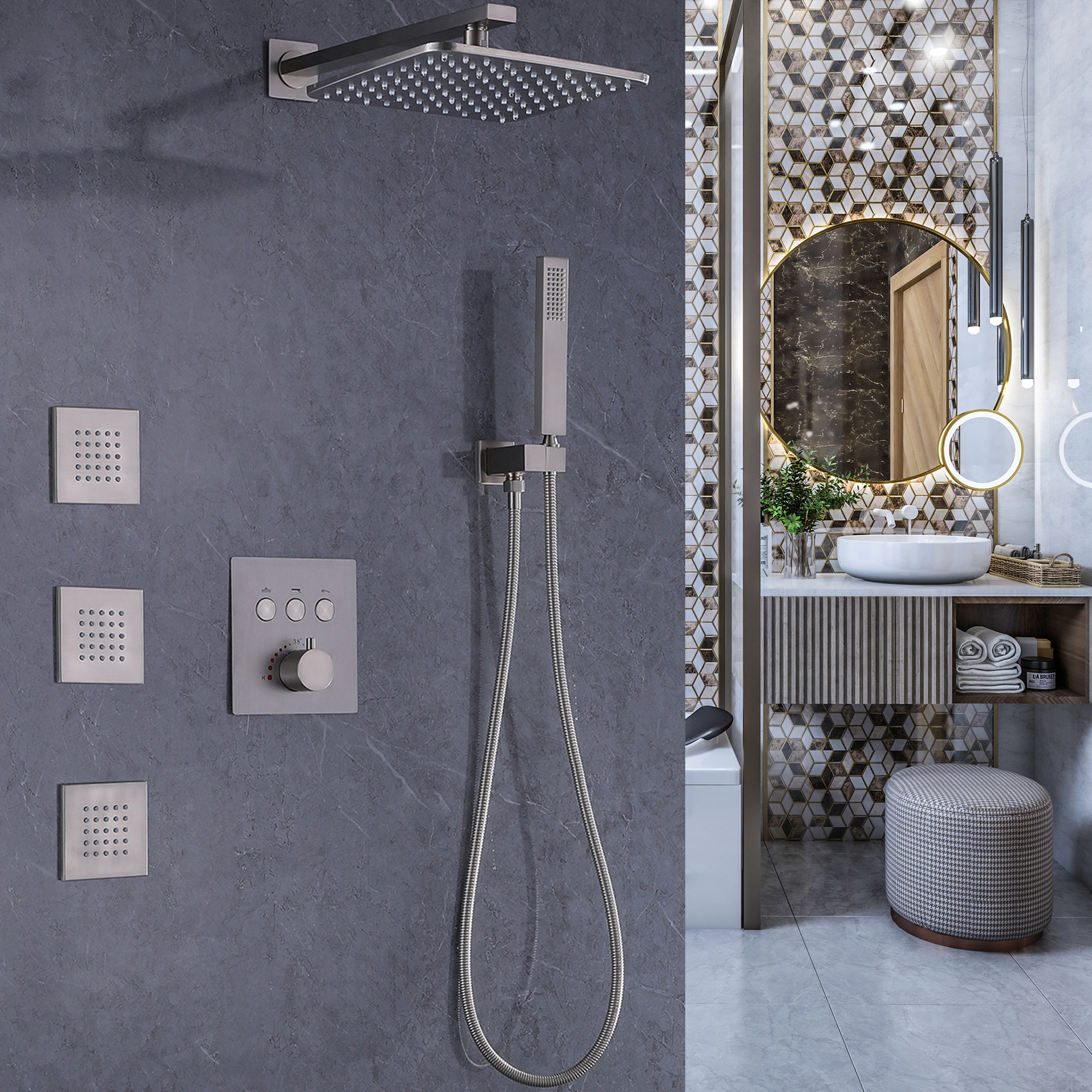 RBROHANT Complete Shower System with Roughin Valve Wayfair