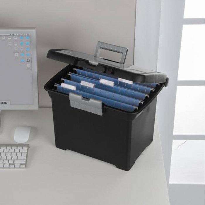 Sterilite Portable Lockable File Box with Extra Compartment & Handle ...