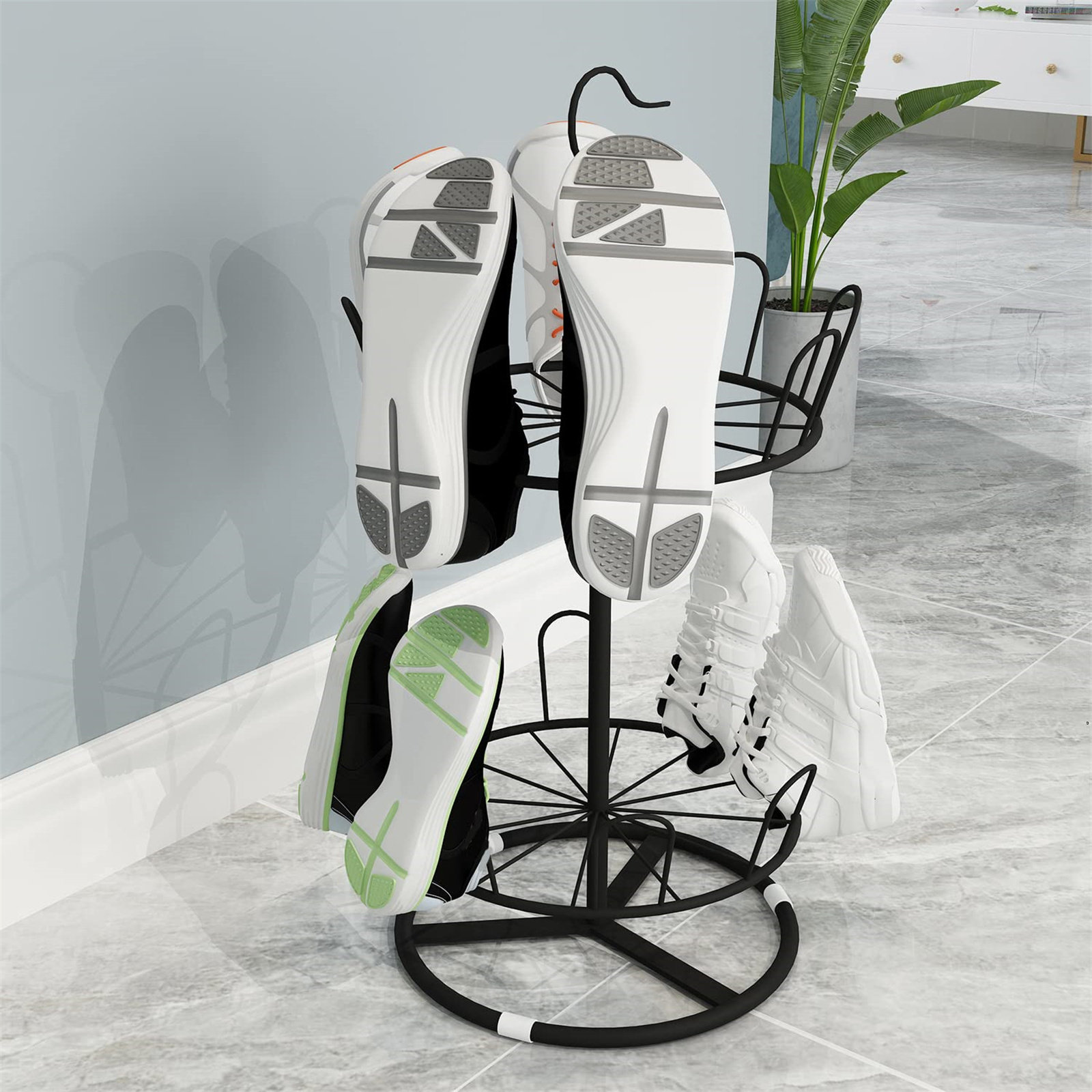 Red Barrel Studio® Standing Round Shoe Rack Swivel Shoe Rack (Black, 2