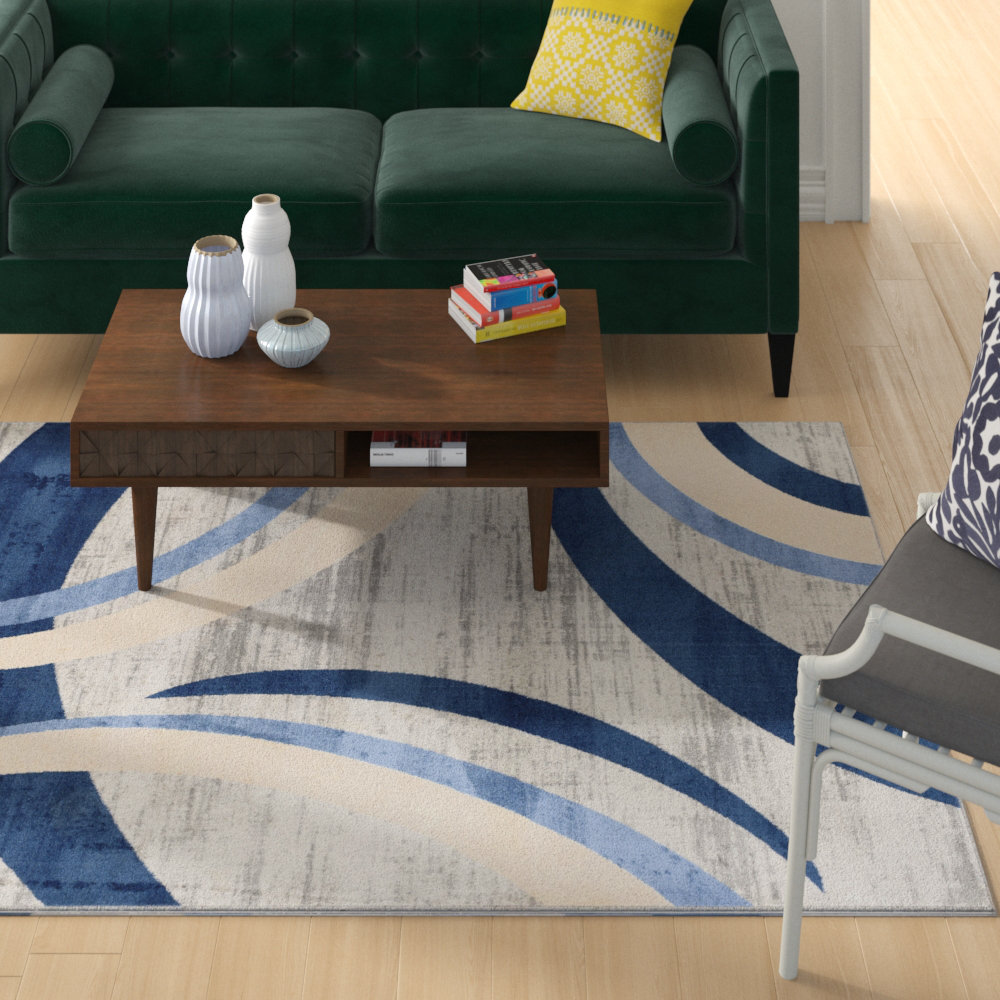 Wrought Studio Glossop Performance Blue/Gray/Beige Rug & Reviews Wayfair