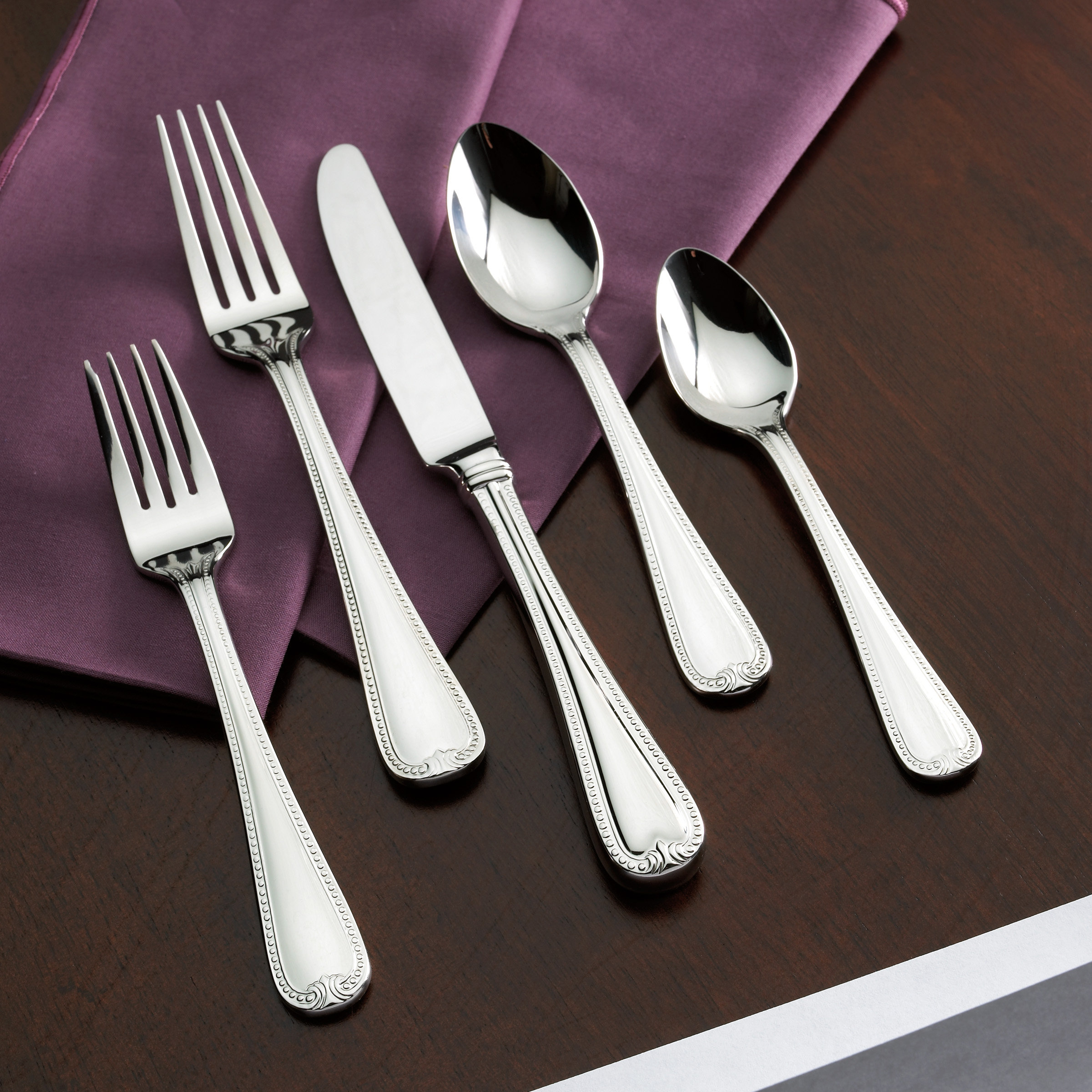 Lenox Vintage Jewel Frosted Stainless Steel Flatware Set of 5 & Reviews Wayfair