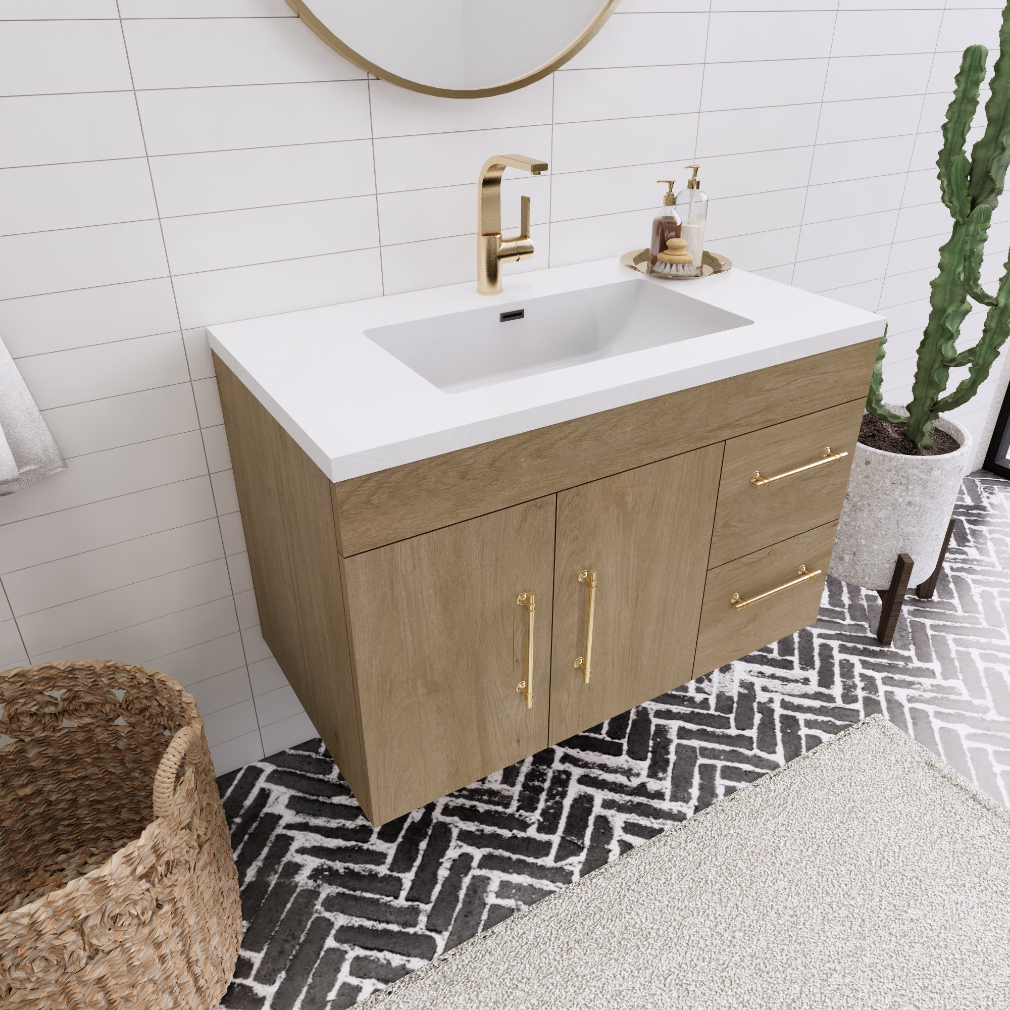 Latitude Run® 36'' Wall Mounted Single Bathroom Vanity with Plastic