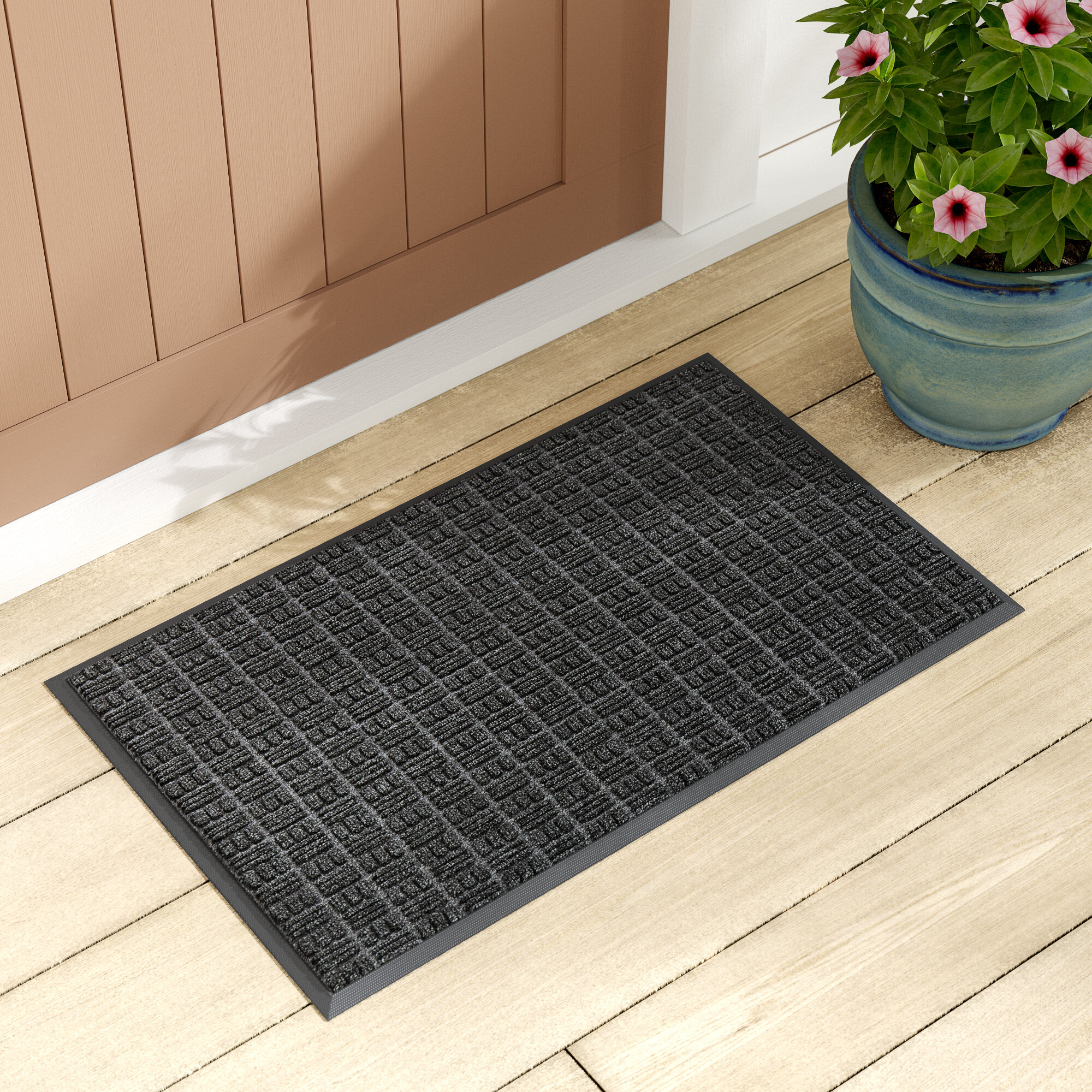 Outdoor Decor Housewarming,Farmhouse Outdoor or Indoor Mat Flowers & Wood Floor Mat Personalized Mat Custom Entry Mat Door Mat