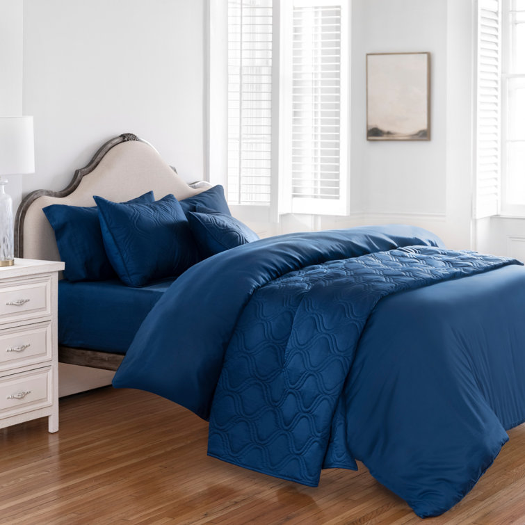 AllModern Abode Egyptian Certified Cotton 3 Piece Duvet Cover Set Size: King, Color: True Navy