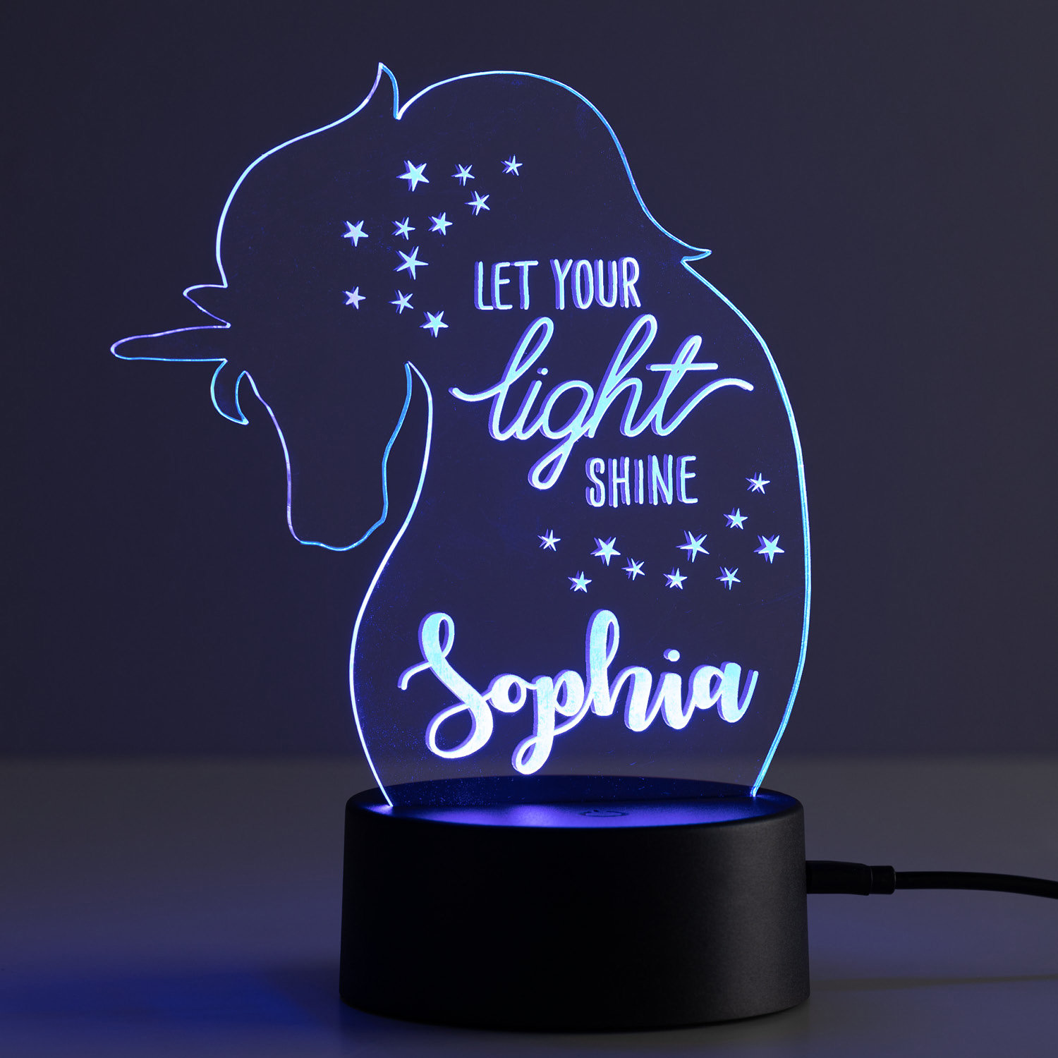 CPS Let Your Light Shine Unicorn LED Night Light With Custom Name Laser 