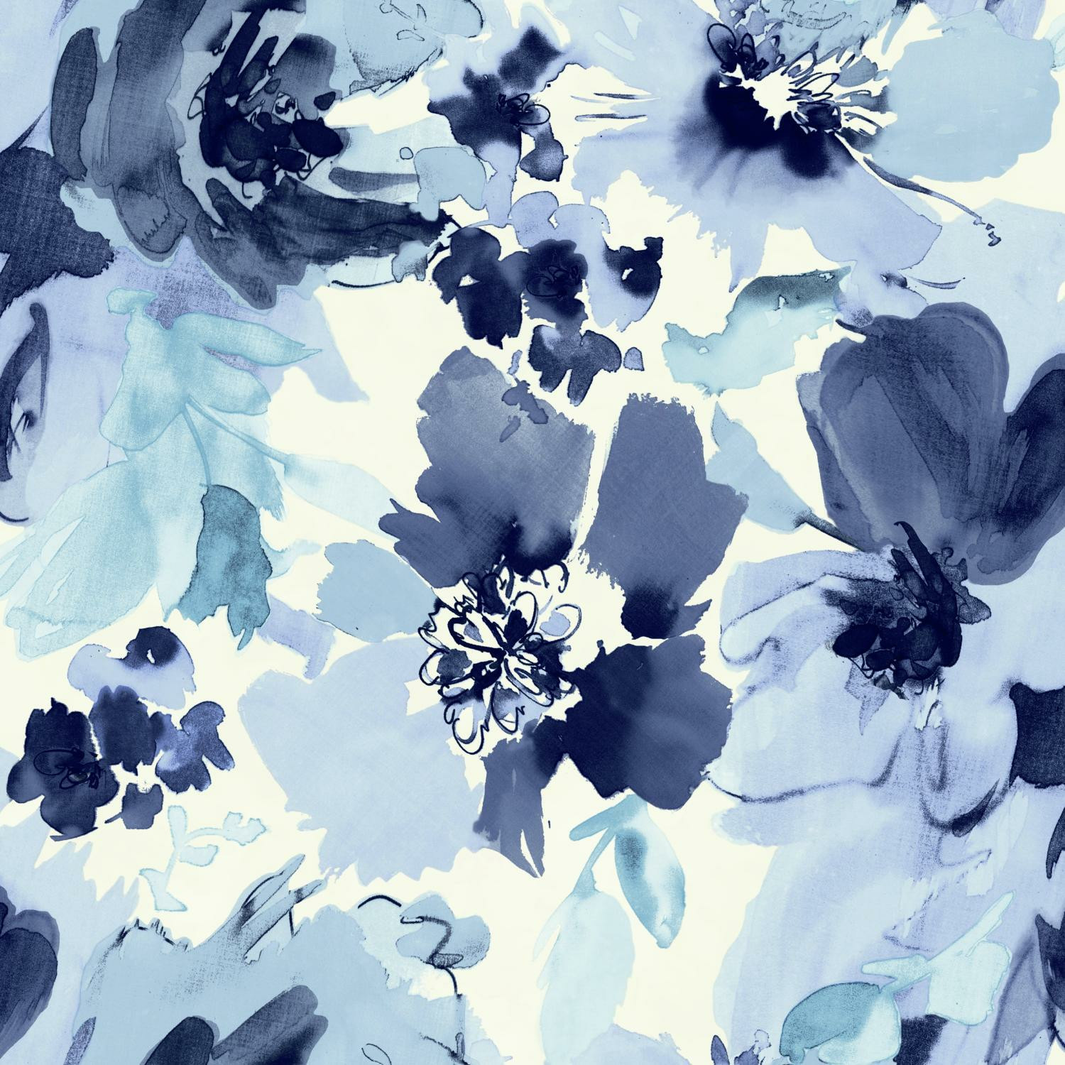 Delicate floral design printed on a solid coloured background feathered edge 