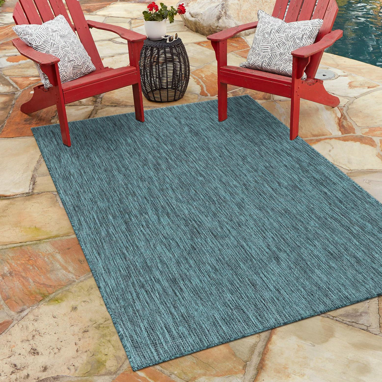 Breakwater Bay Sevim Teal Indoor/Outdoor Rug & Reviews | Wayfair