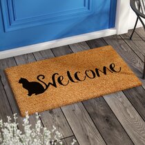 Indoor/Outdoor Coir Welcome Mat Heart-Nosed Cats Doormat Animal Door Mat 