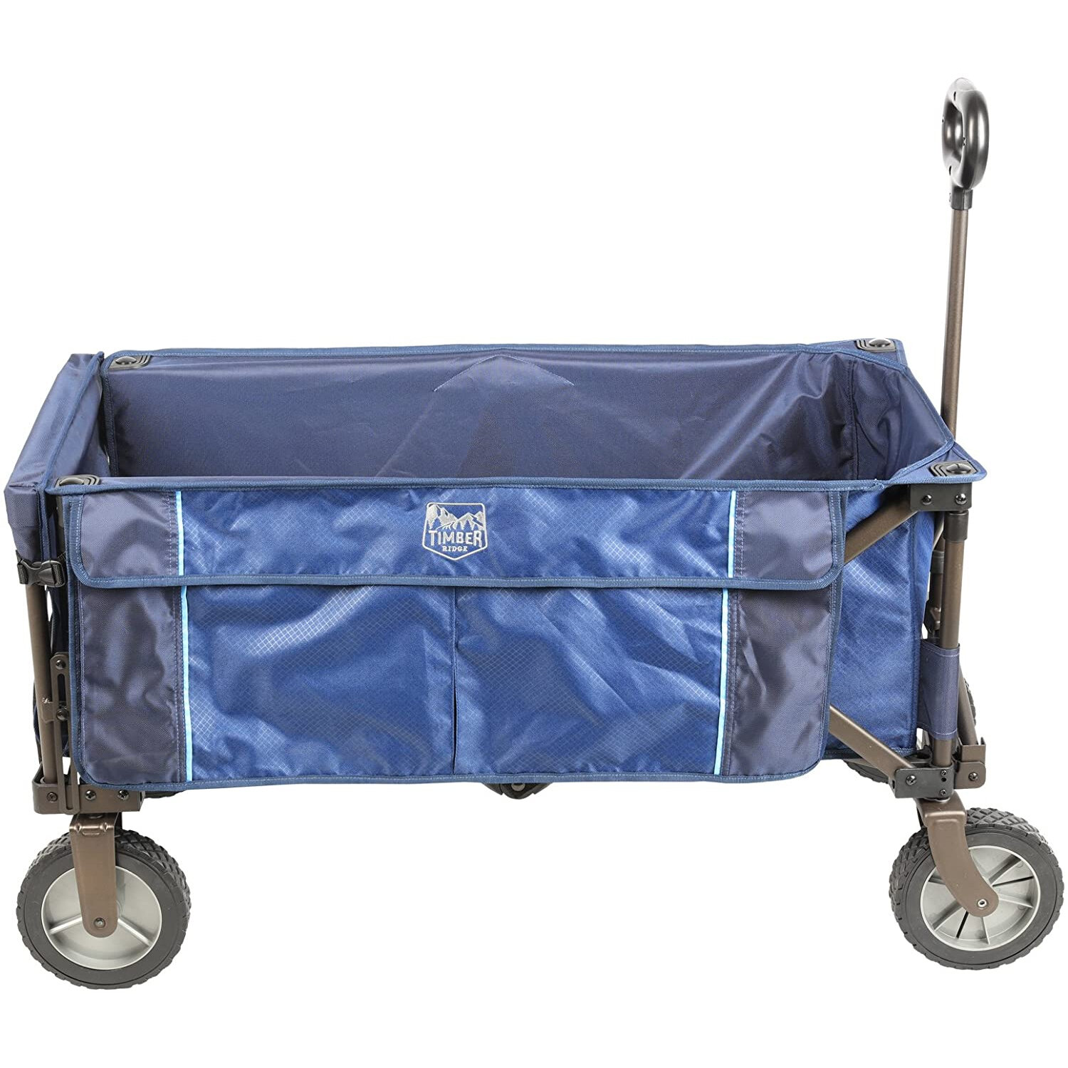 Wagon Cart Blue Quad Folding Camping Beach With Tailgate Heavy Duty Wheels 
