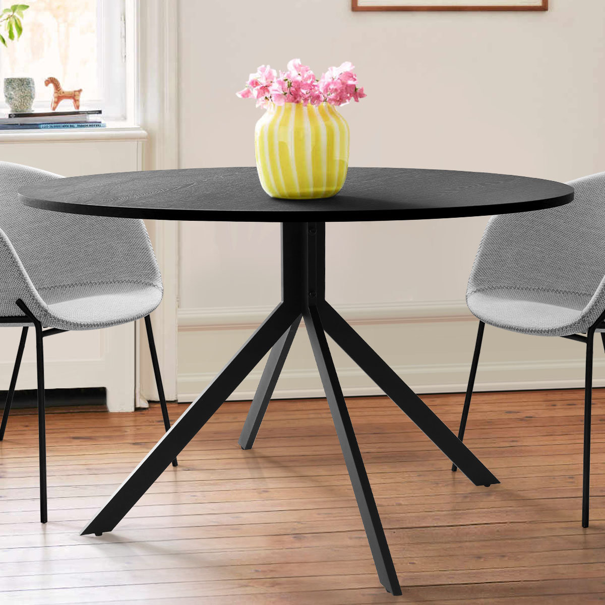 Corrigan Studio® 43 Round Black Dining Table & Reviews Wayfair