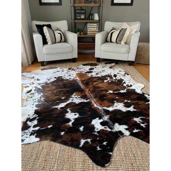 Chocolate and White Brazilian Cowhide Rug Cow Hide Area Rugs Leather Size LARGE 