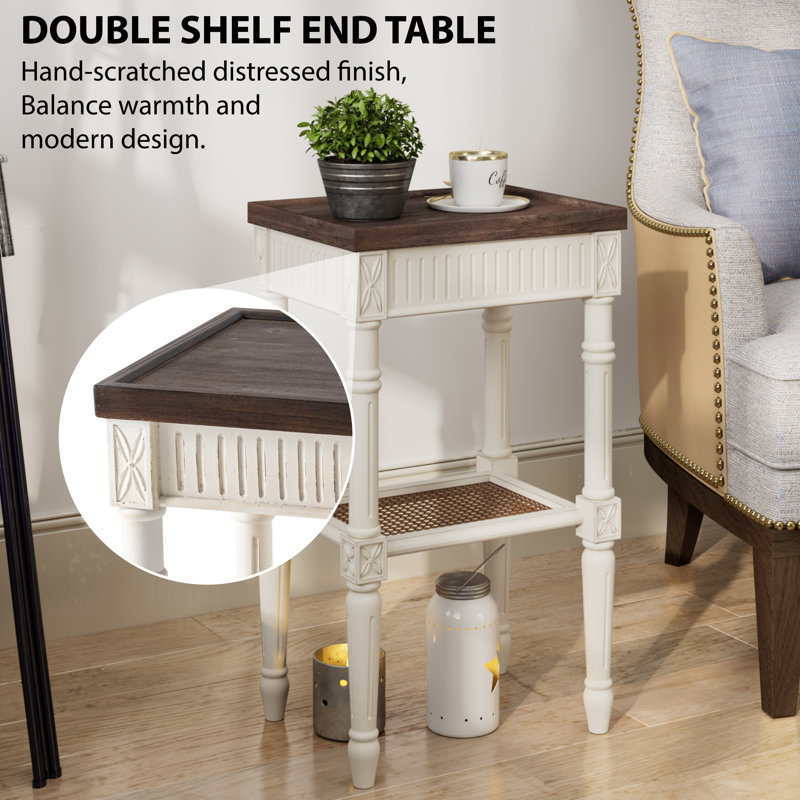 One Allium Way® Psomas Rustic Farmhouse Square End Table, Distressed ...