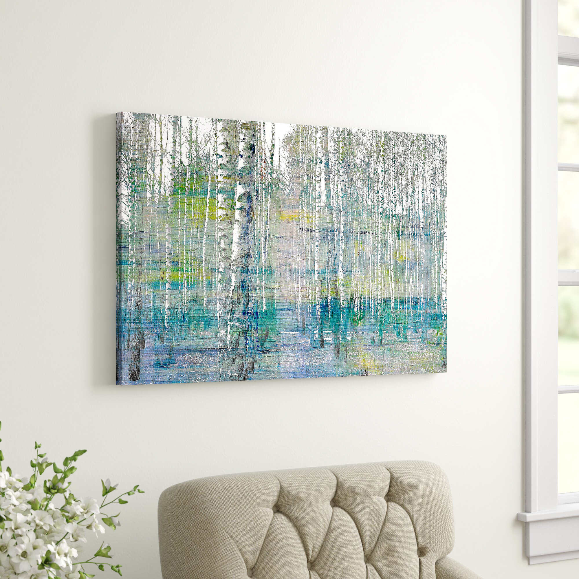 Foundstone™ Viv Teal Tree Forest by Parvez Taj Wrapped Canvas Print