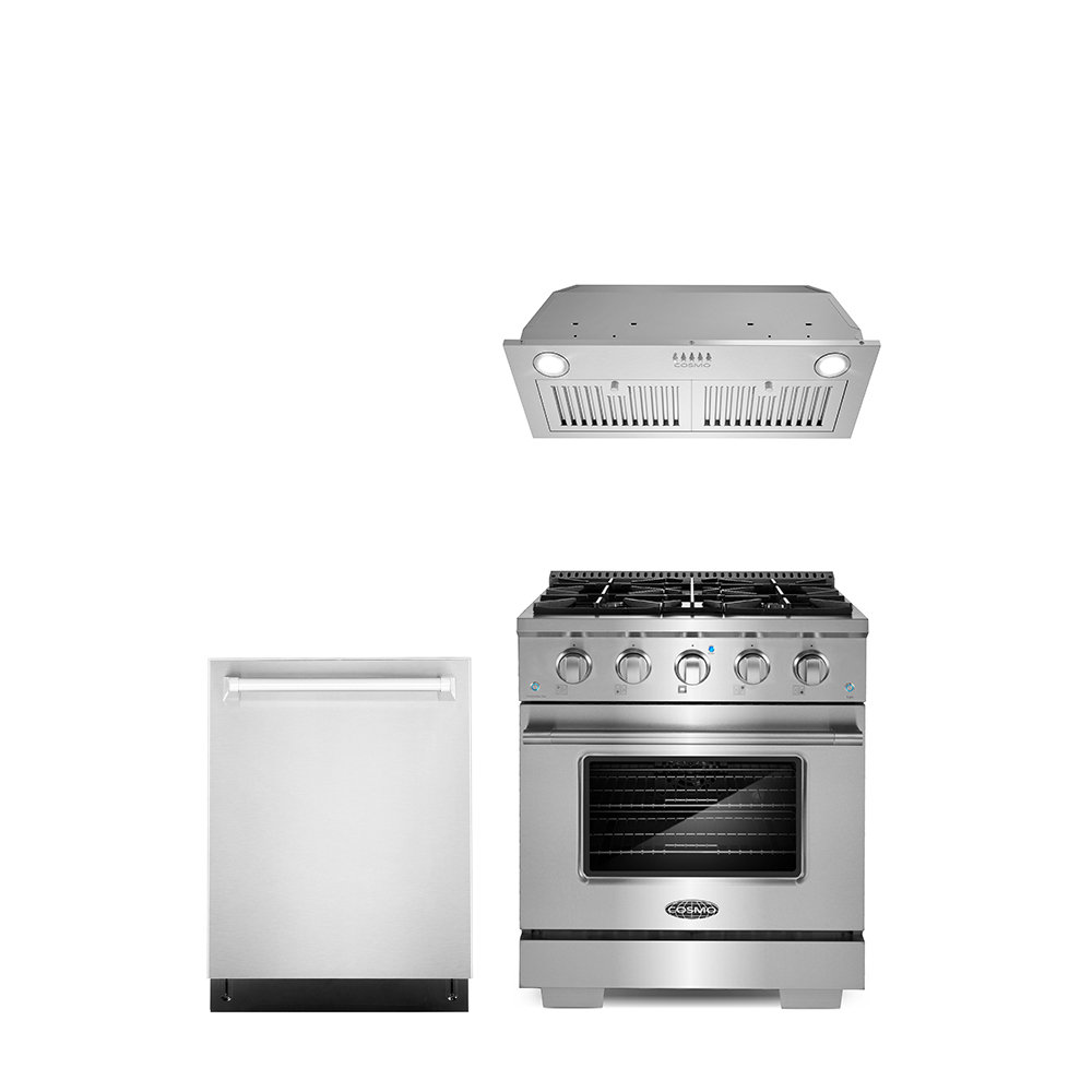 Cosmo 3 Piece Kitchen Appliance Package with 30'' Gas Freestanding