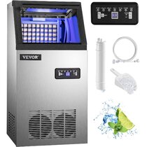 WeChef Commercial Ice Maker Machine Under Counter ice Machine 100lbs/24H Free-Standing Tap Barreled Water Stainless Steel Ice Cube Machine with 15lbs Ice Storage Capacity for Restaurant Bar Home 