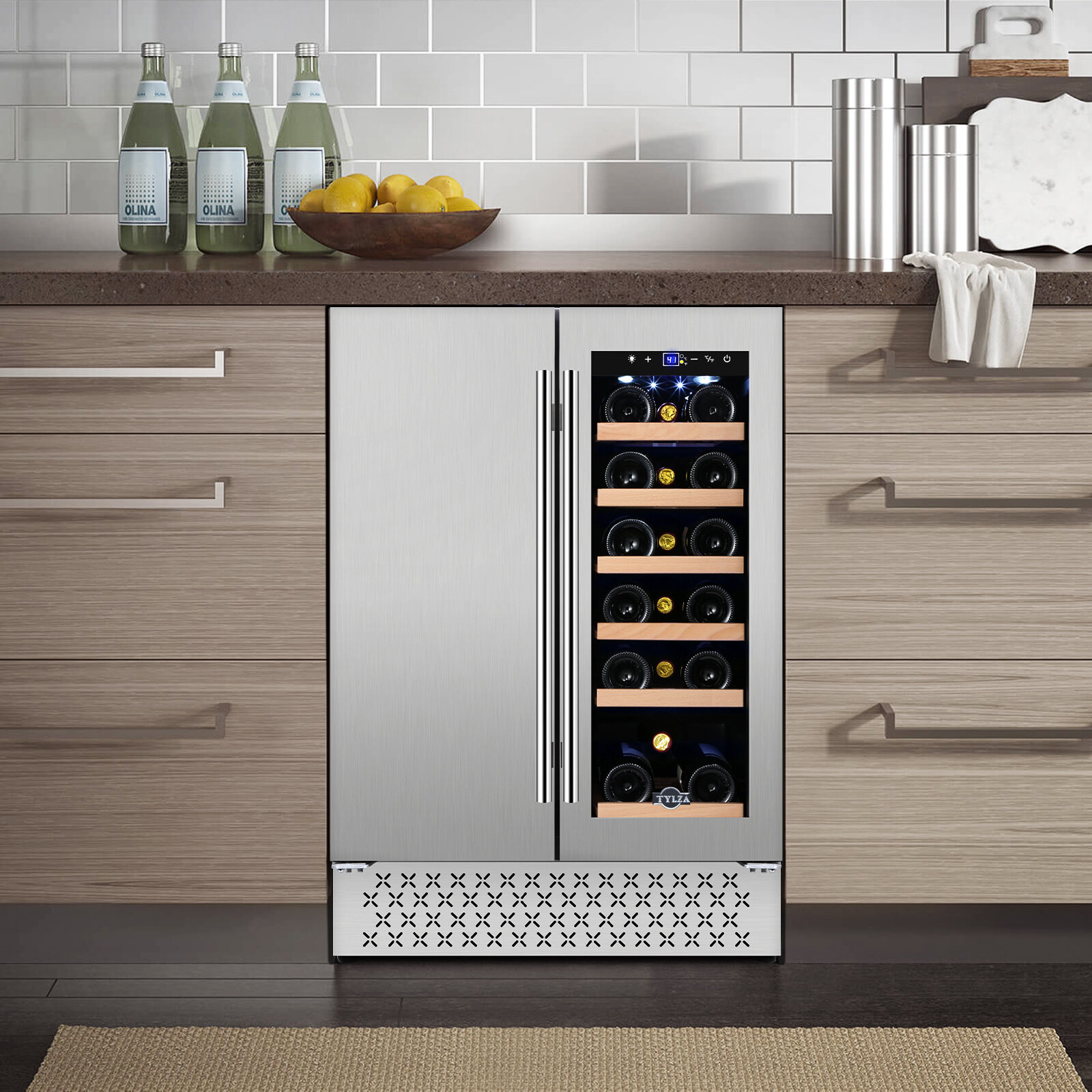 Tylza 23.43" 18 Bottle and 57 Wine and Beverage Lovers Collection Dual Zone Built-In & Beverage Refrigerator in Stainless Reviews | Wayfair