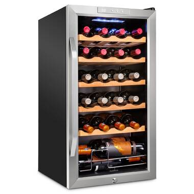 White Ivation 33 Bottle Dual Zone Wine Cooler Refrigerator w/Lock Large Freestanding Wine Cellar For Red Champagne & Sparkling Wine 41f-64f Digital Temperature Control Fridge Stainless Steel 