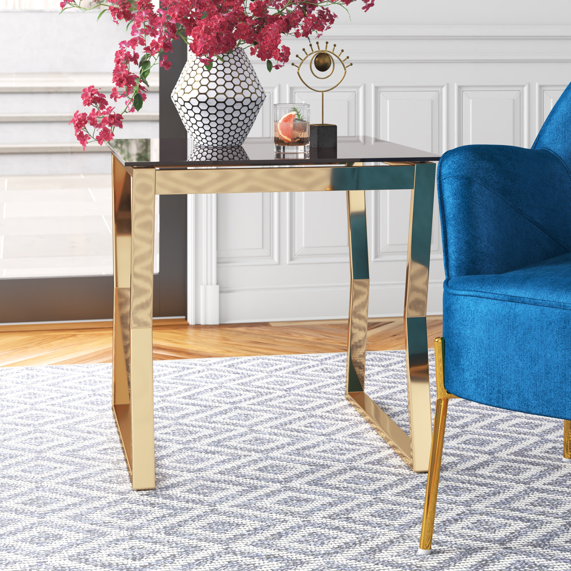 Etta Avenue™ Xander 24'' Tall Glass Sled End Table & Reviews Wayfair