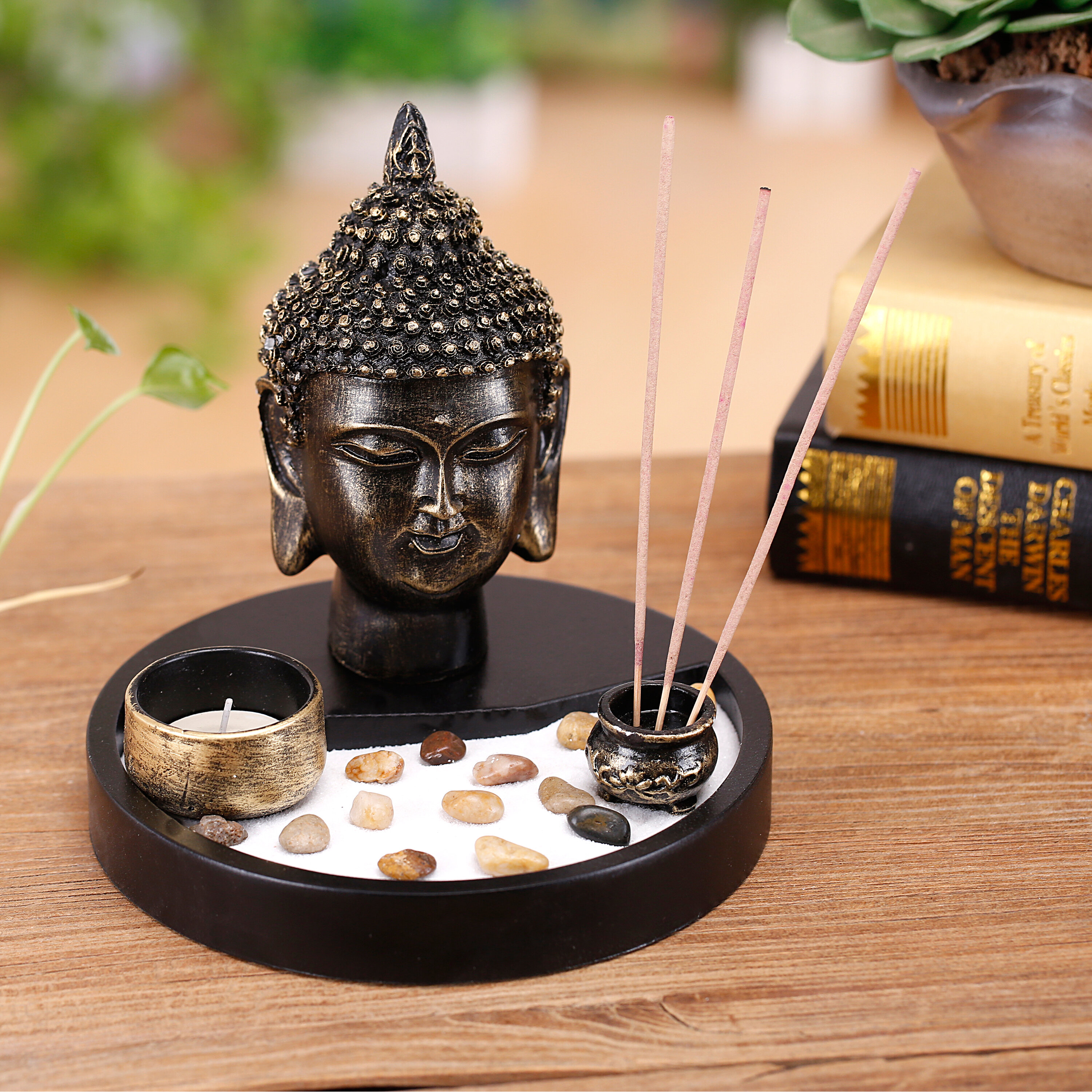 Tabletop ZEN Garden Kit & Candle Holder *Interactive* Relaxation Deco New 