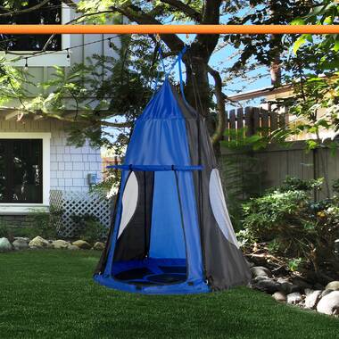2 in 1 Detachable Saucer Tree Swing Play House Tent for Kids Max Capacity 330 LBS for Indoor Outdoor Use Tree Straps Included Blue Red White Star Hanging Tree Swing 