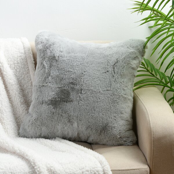 Faux Rabbit Fur Pillow Case Cushions Square Throw Plush Chair Living Room Home 