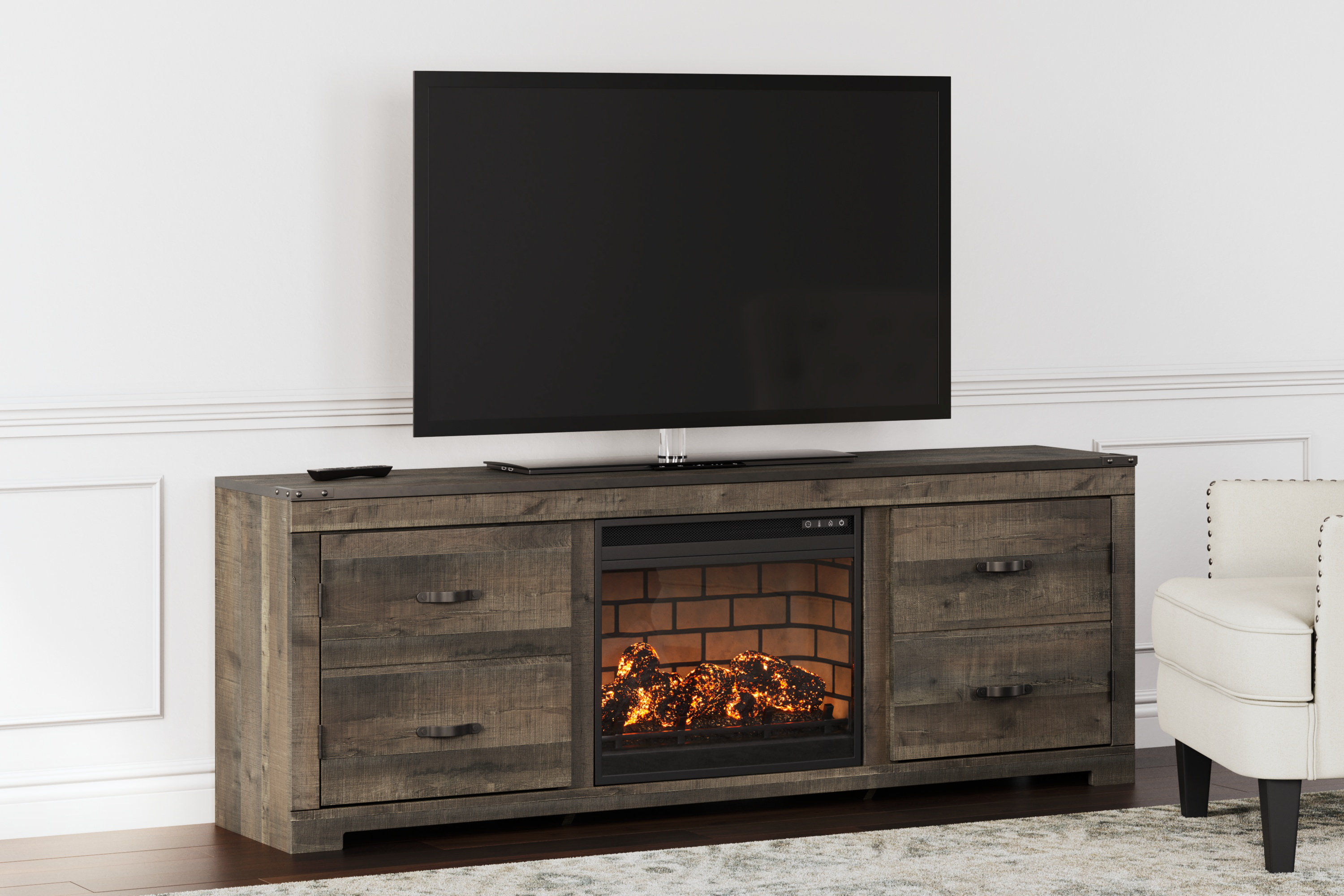 Signature Design by Ashley Trinell 63" TV Stand With Electric Fireplace