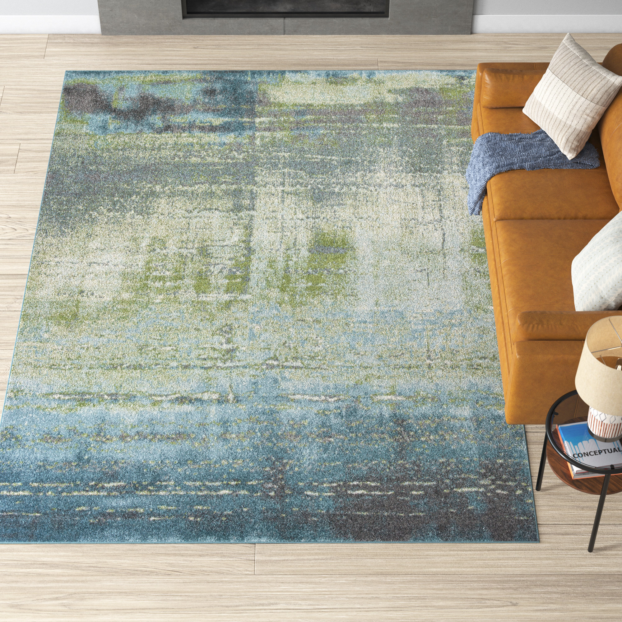 Trent Austin Design® Leonidas Power Loom Performance Blue/Moss Green Rug &  Reviews | Wayfair